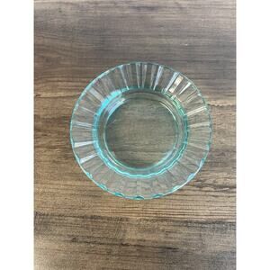 Vintage Mid Century Aquamarine Glass Ashtray Trinket Dish 4 1/2"